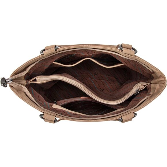 Elegant Tan Vegan Leather Western Tote Bag & Wallet Set with Fringe Detail - Picture 5 of 6